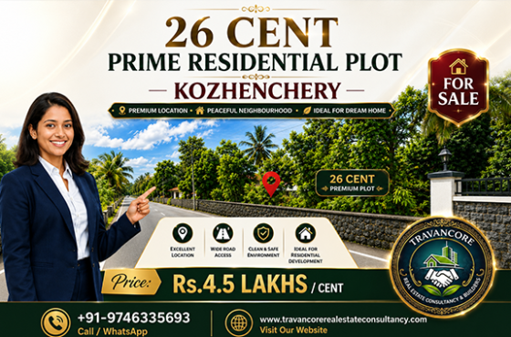 26 CENT RESIDENTIAL PLOT FOR SALE IN KOZHENCHERY