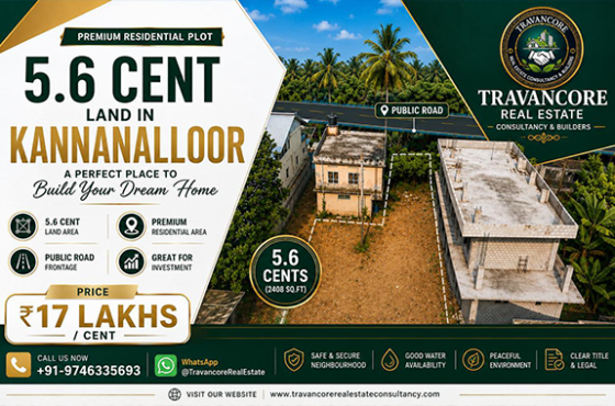 PLOT FOR SALE AT PRIME SPOT IN KANNANALOOR, KOLLAM
